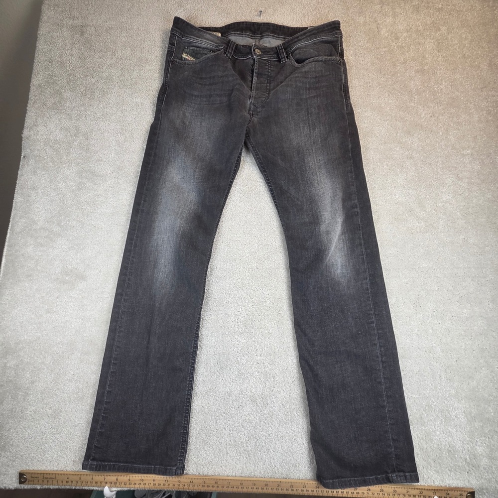 Diesel Viker Straight Leg Jeans Gray Buttonfly Stretch Mens 34x32